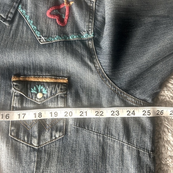 NWT Wrangler Retro Long Sleeve Embroidered Denim Blouse Women’s, Size XXL - Picture 6 of 12